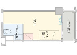 アビタシオン京成千葉中央の居室(Aﾀｲﾌﾟ間取)