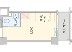 アビタシオン京成千葉中央の居室(Bタイプ間取)