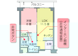 リーシェガーデン和光南館の居室（Bﾀｲﾌﾟ）間取り